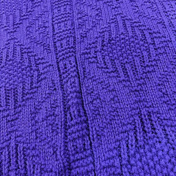 Vintage 90s Woolrich Cable Knit Sweater Women XL Blue Purple Cotton Chunky - Picture 2 of 10